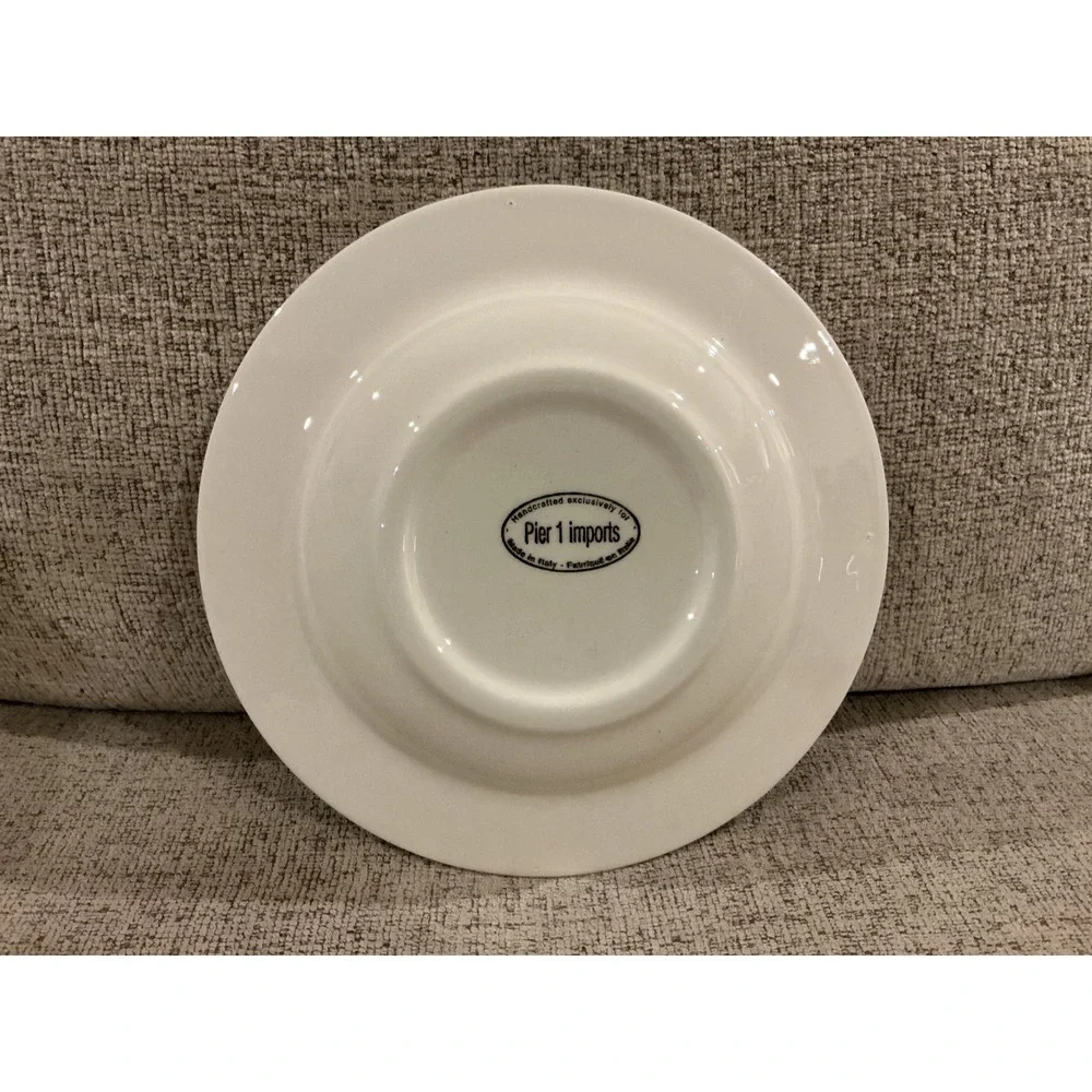 Pier 1 Imports Blue White Pasta Bowl Handcrafted Italy Fruit Lattice Ceramic 9
